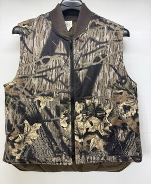 Muleskins Mossy Oak Break Up Camo Hunting Vest Insulated XL Union Made USA Vtg